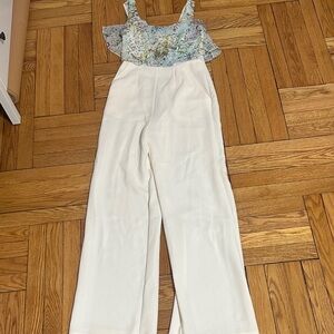 BCBGeneration Floral Top White Jumpsuit